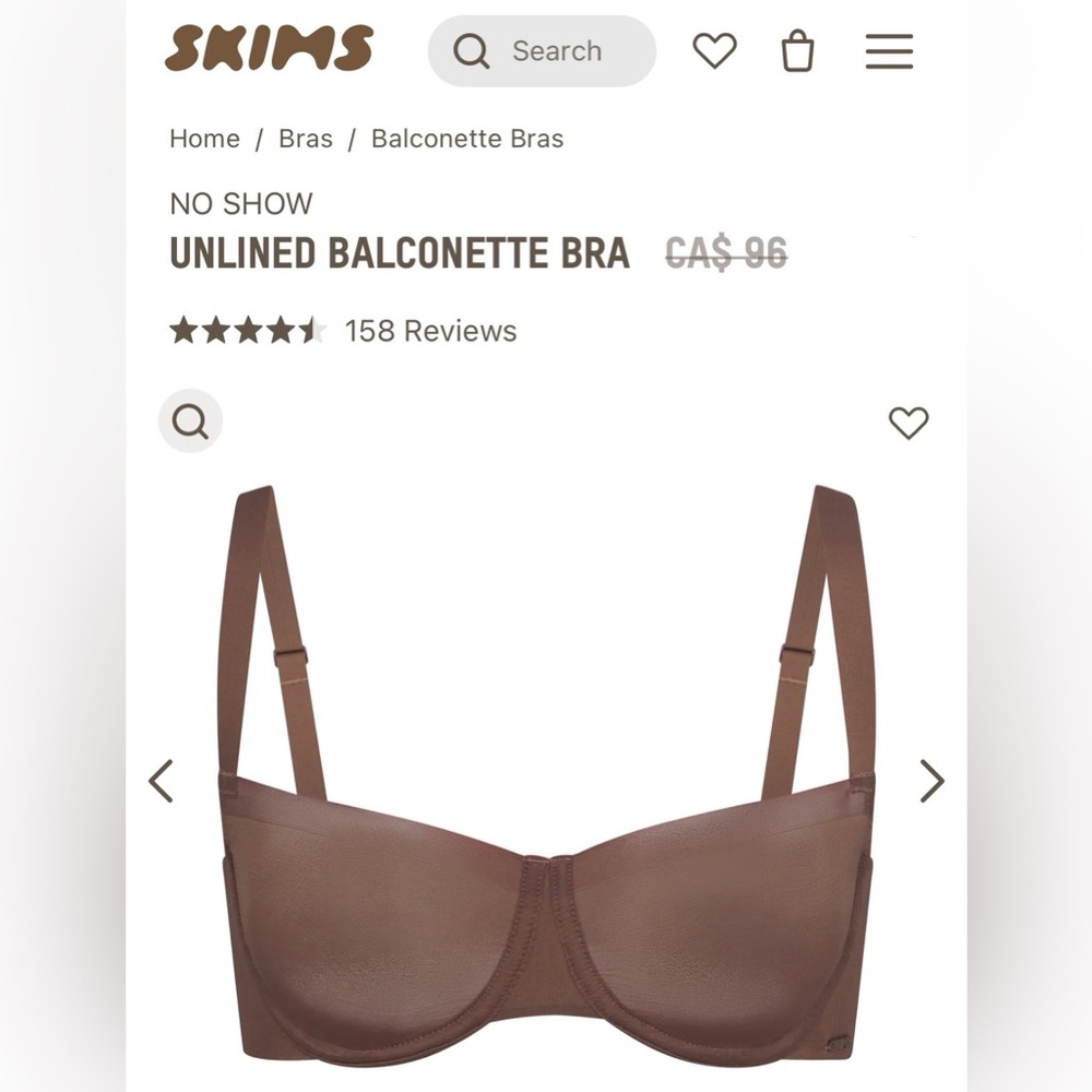 SKIMS No Show Unlined Balconette Bra - Picture 3 of 14